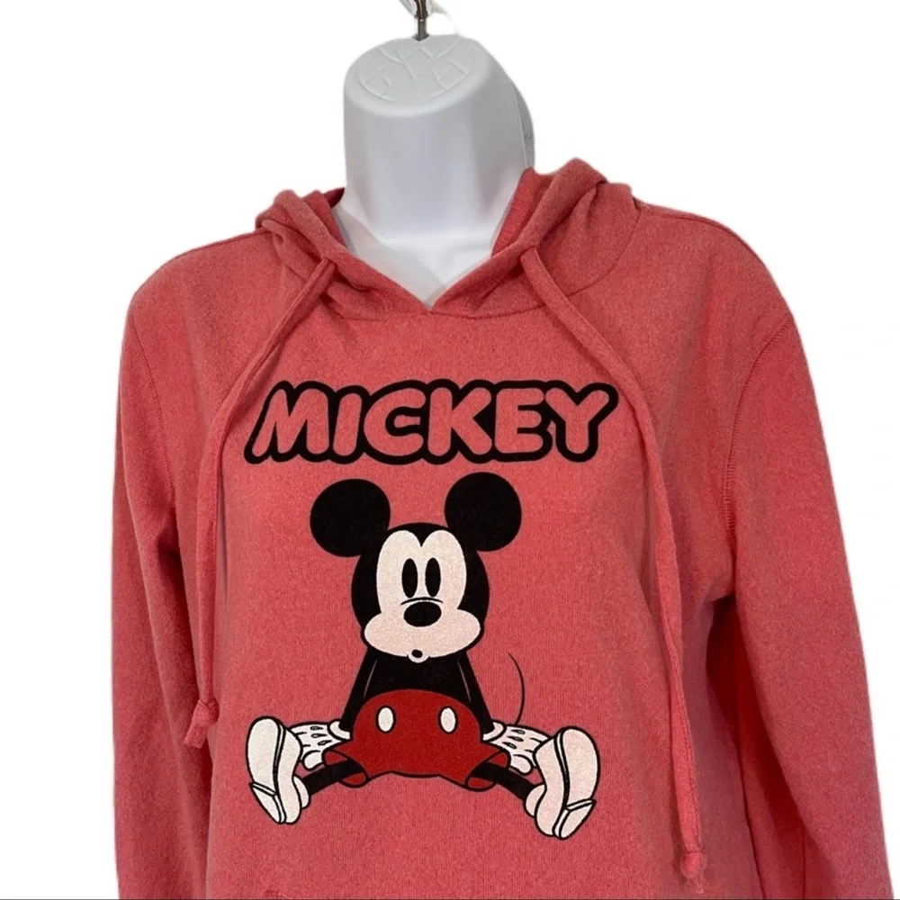 Womens Disney Mickey Mouse Hoodie Sweater M Salmon - Picture 3 of 8